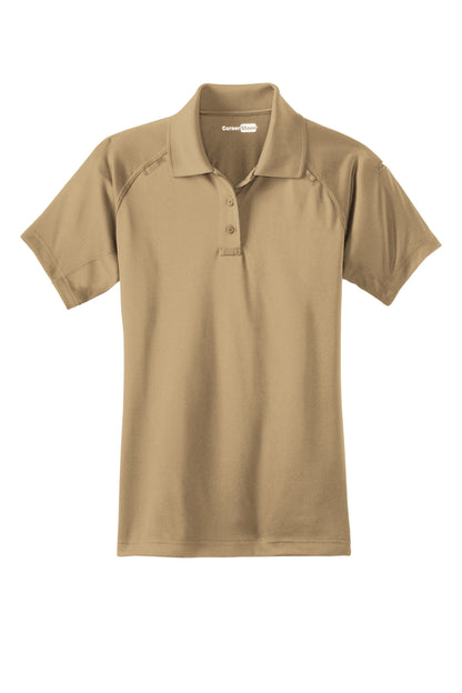 Front View of Tan CornerStone Women's Select Snag-Proof Tactical Polo. CS411 plain
