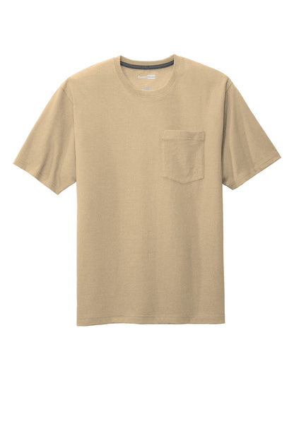 Front View of Tan CornerStone Workwear Pocket Tee CS430 plain