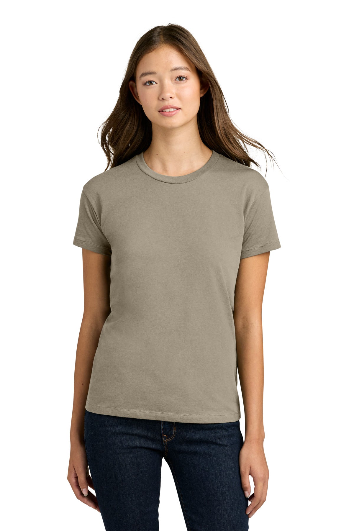 Front View of Tan Next Level Apparel Women's Cotton Relaxed Tee NL3910 plain