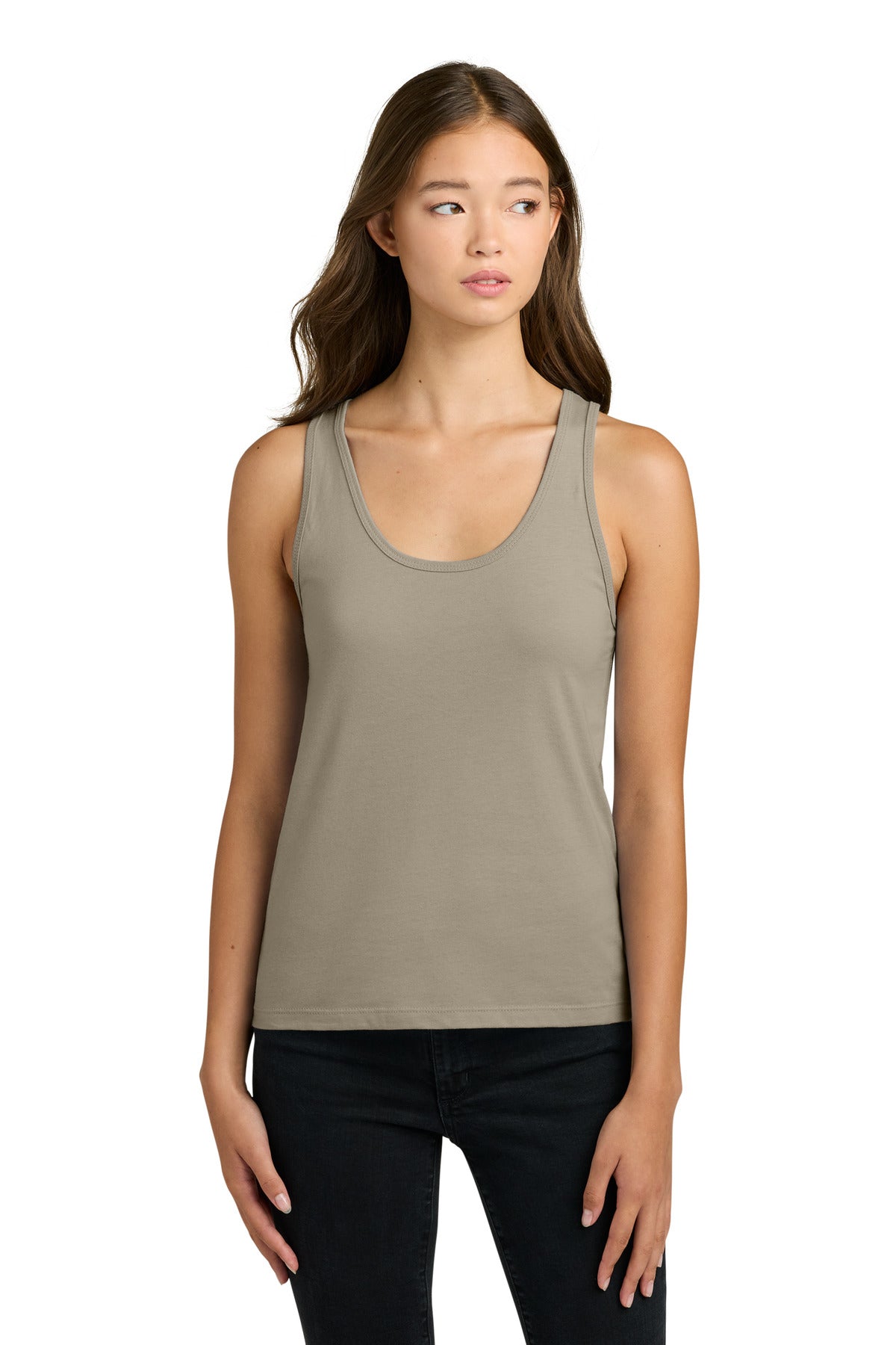 Front View of Tan Next Level Apparel Women's Cotton Tank NL3933 plain