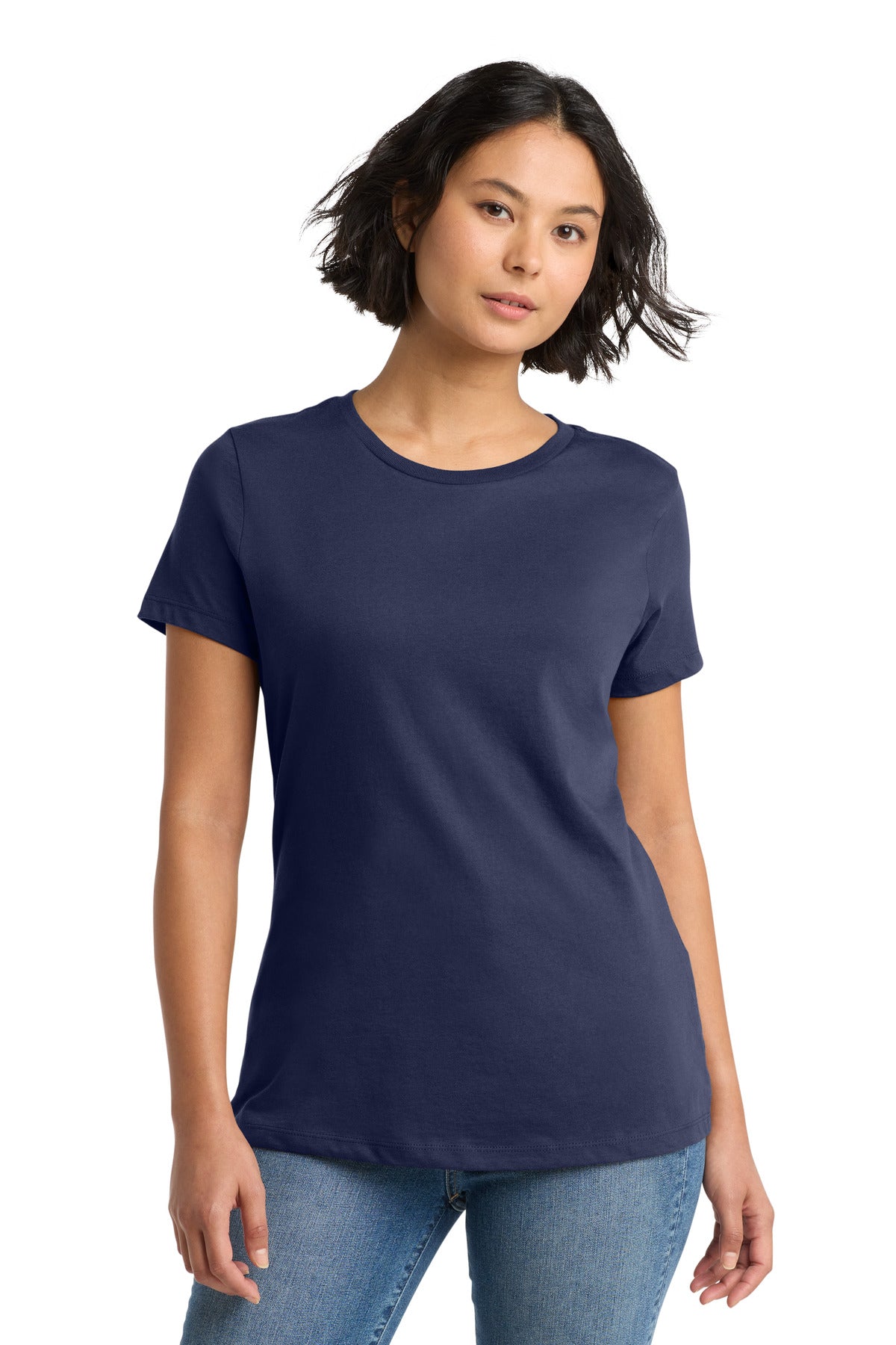 Front View of Tanzanite District Women's Perfect Weight Tee. DM104L plain