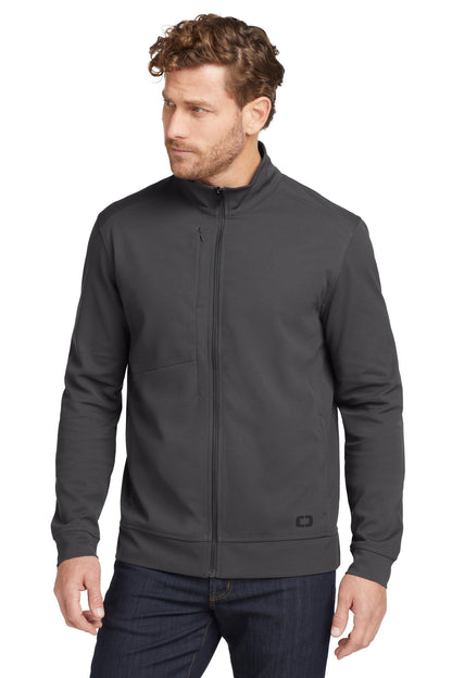 Front View of Tarmac Grey OGIO Hinge Full-Zip. OG820 plain