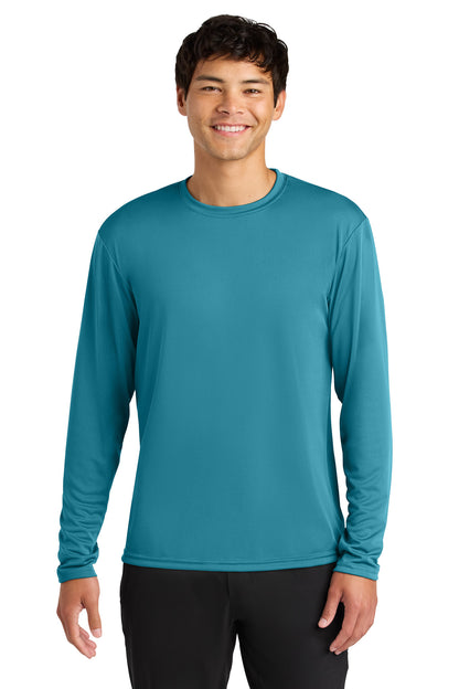Front View of Teal A4 Cooling Performance Long Sleeve Tee A4N3165 plain