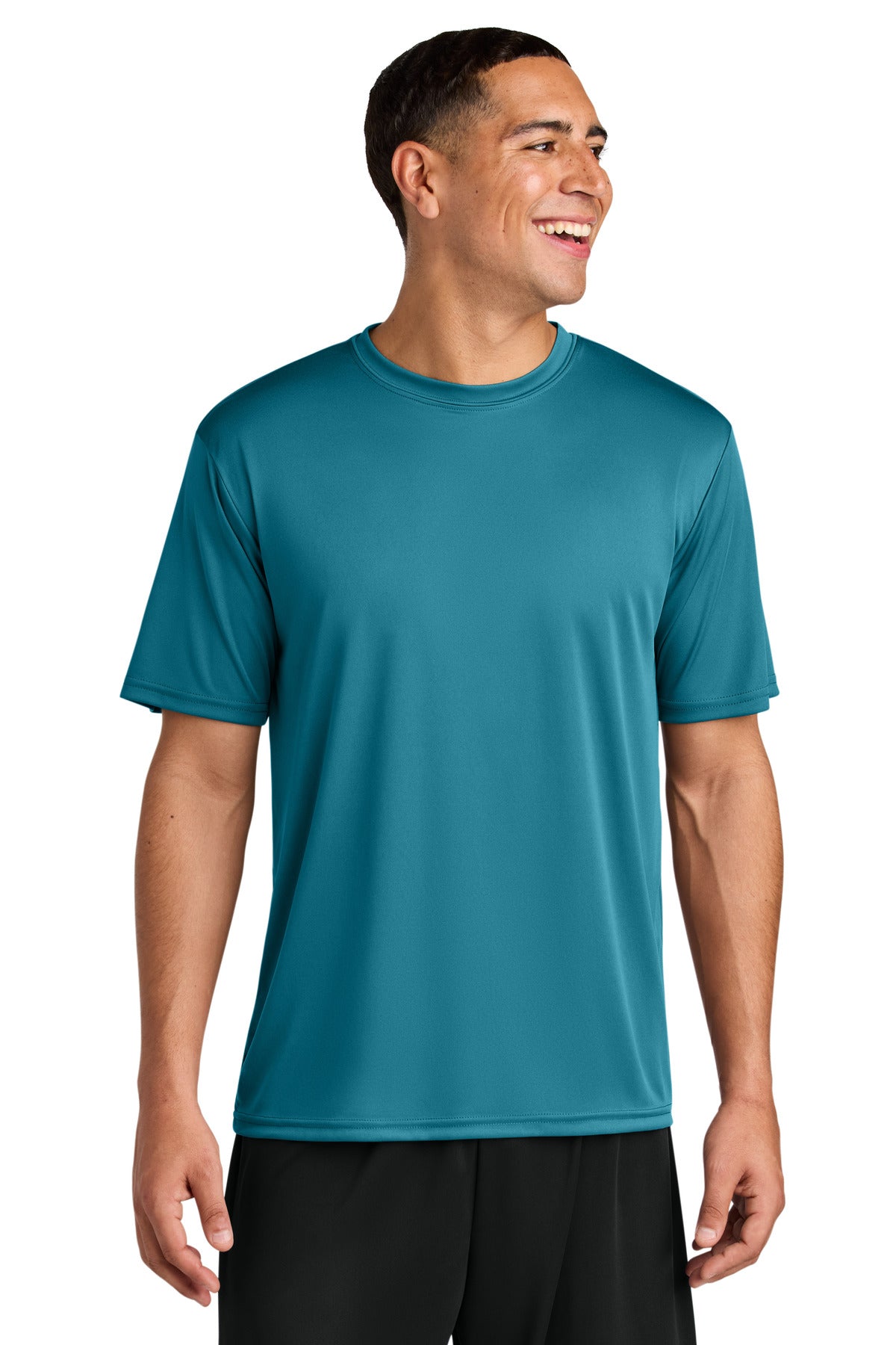 Front View of Teal A4 Cooling Performance Short Sleeve Tee A4N3142 plain