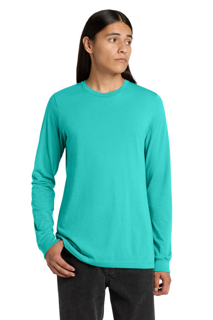 Front View of Teal BELLA+CANVAS Unisex Jersey Long Sleeve Tee. BC3501 plain