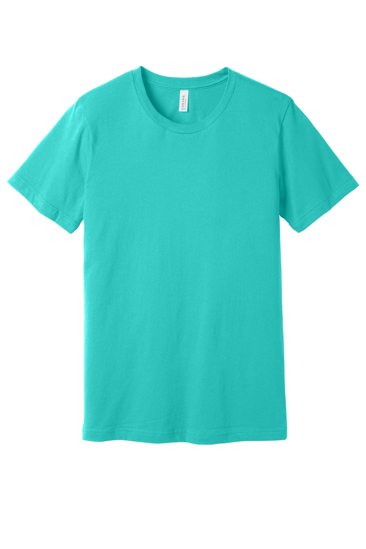 Front View of Teal BELLA+CANVAS Unisex Jersey Short Sleeve Tee. BC3001 plain