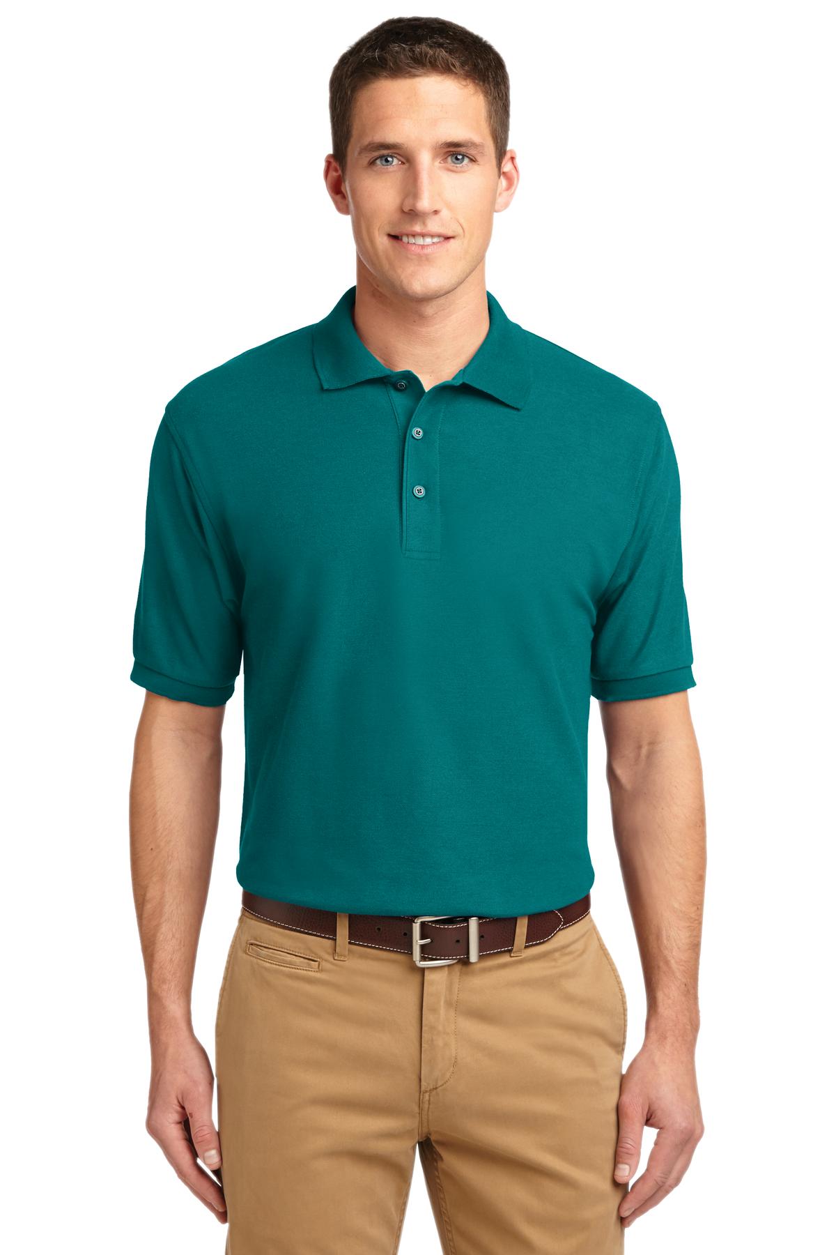Front View of Teal Green Port Authority Silk Touch Polo K500 plain
