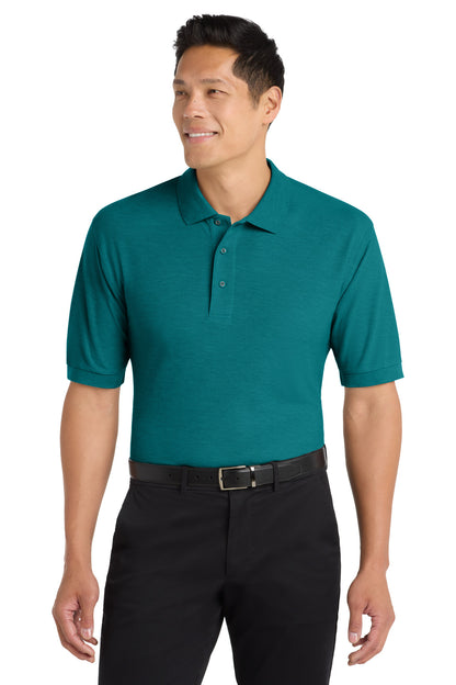 Front View of Teal Green Port Authority Silk Touch Polo K500 plain