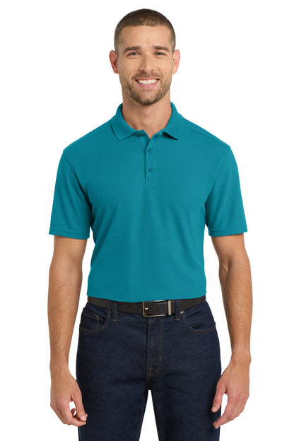 Front View of Teal Port Authority EZPerformance Pique Polo. K600 plain