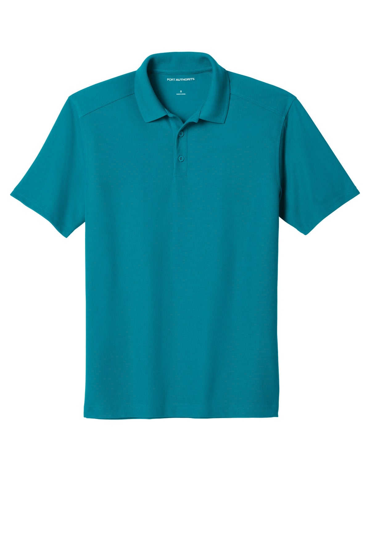 Front View of Teal Port Authority EZPerformance Pique Polo. K600 plain
