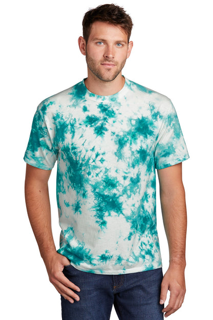Front View of Teal Port & Co Crystal Tie-Dye Tee PC145 plain