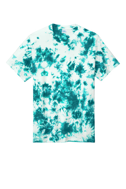 Front View of Teal Port & Co Crystal Tie-Dye Tee PC145 plain