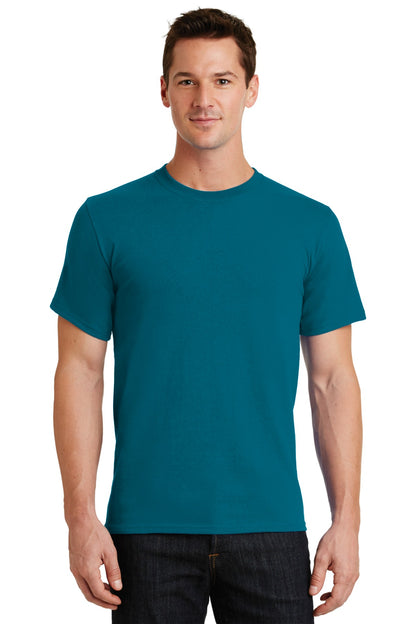 Front View of Teal Port & Co Essential Tee. PC61 plain