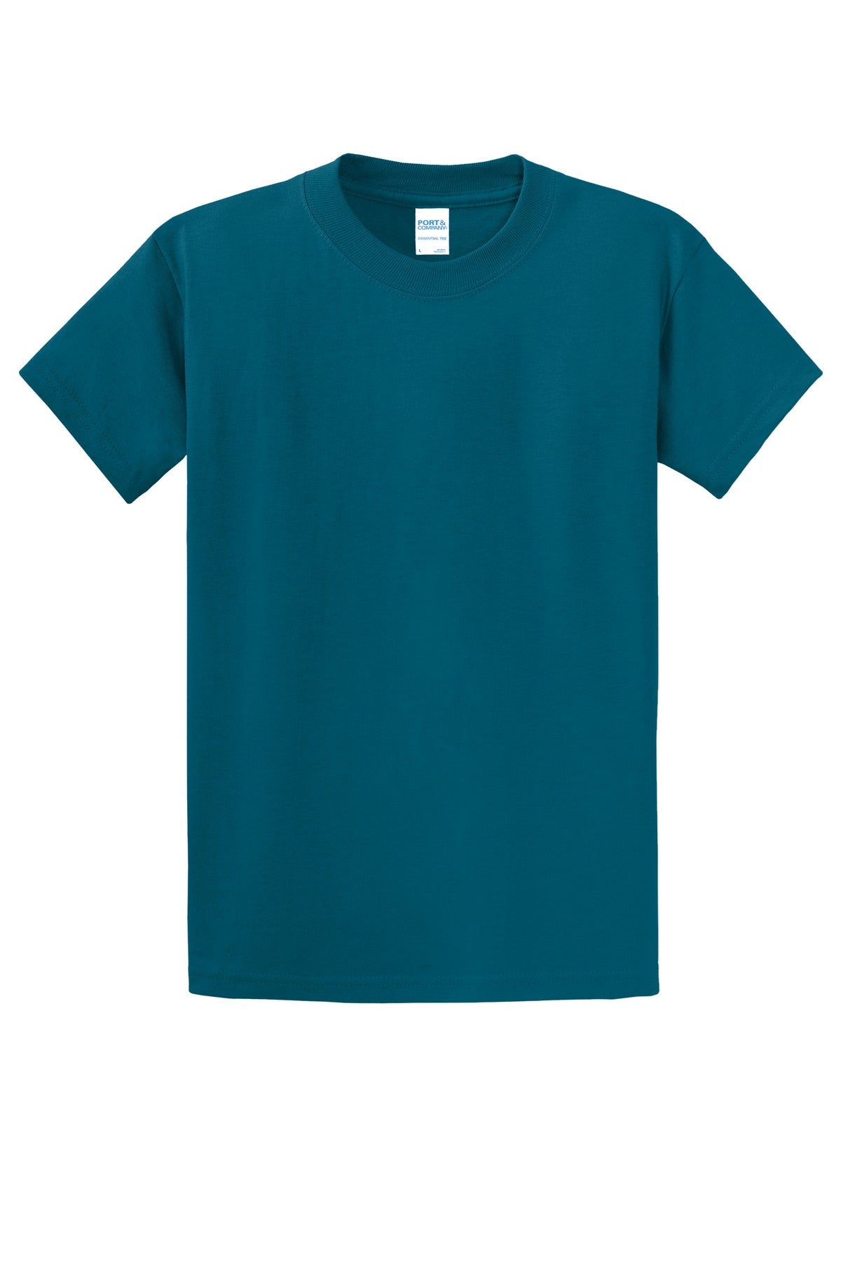 Front View of Teal Port & Co Essential Tee. PC61 plain
