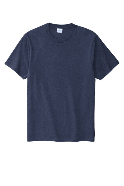 Front View of Team Navy Hthr Port & Co Bouncer Tee PC600 plain