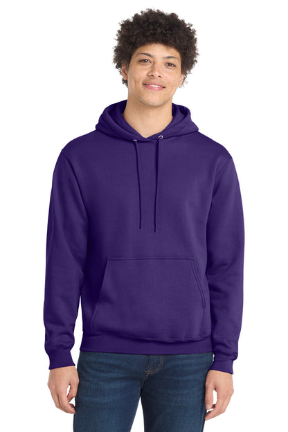 Front View of Team Purple Port & Co Core Fleece Pullover Hooded Sweatshirt. PC78H plain