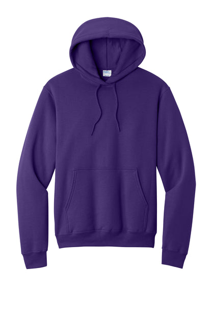 Front View of Team Purple Port & Co Core Fleece Pullover Hooded Sweatshirt. PC78H plain