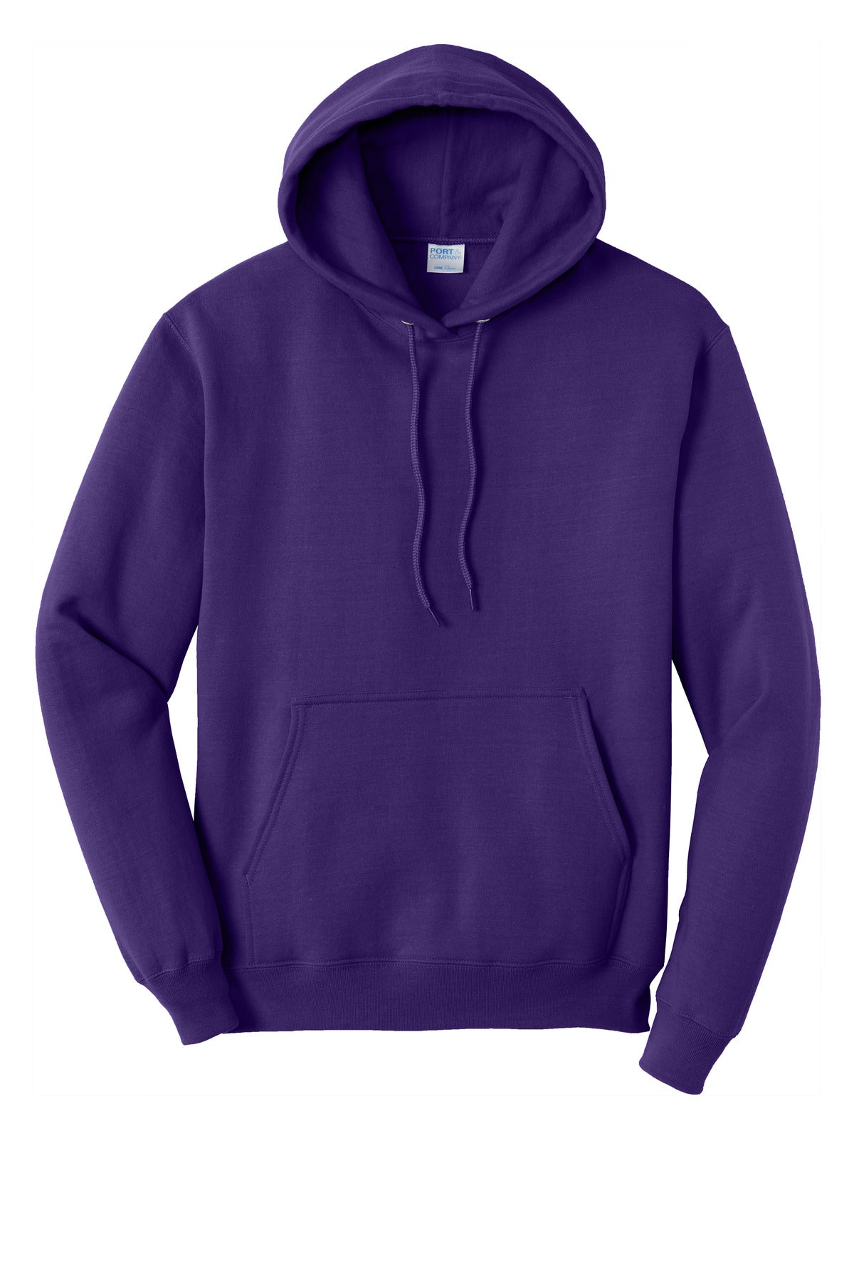 Front View of Team Purple Port & Co Core Fleece Pullover Hooded Sweatshirt. PC78H