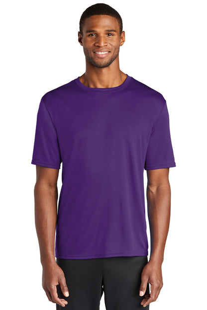 Front View of Team Purple Port & Co Performance Tee. PC380 plain