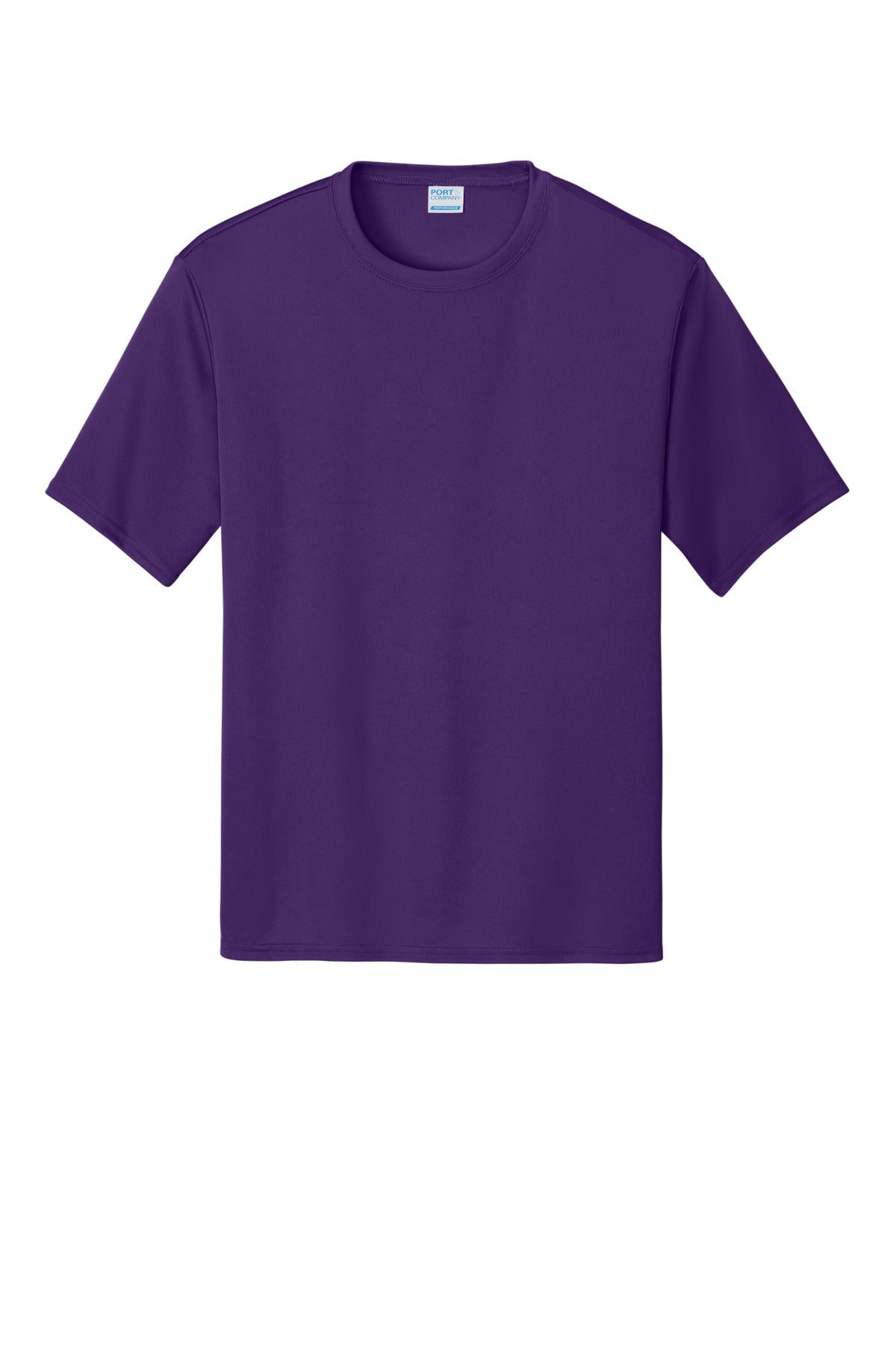Front View of Team Purple Port & Co Performance Tee. PC380 plain