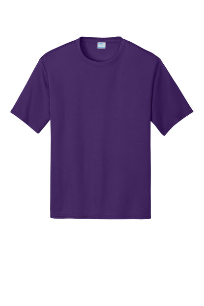 Front View of Team Purple Port & Co Performance Tee. PC380 plain