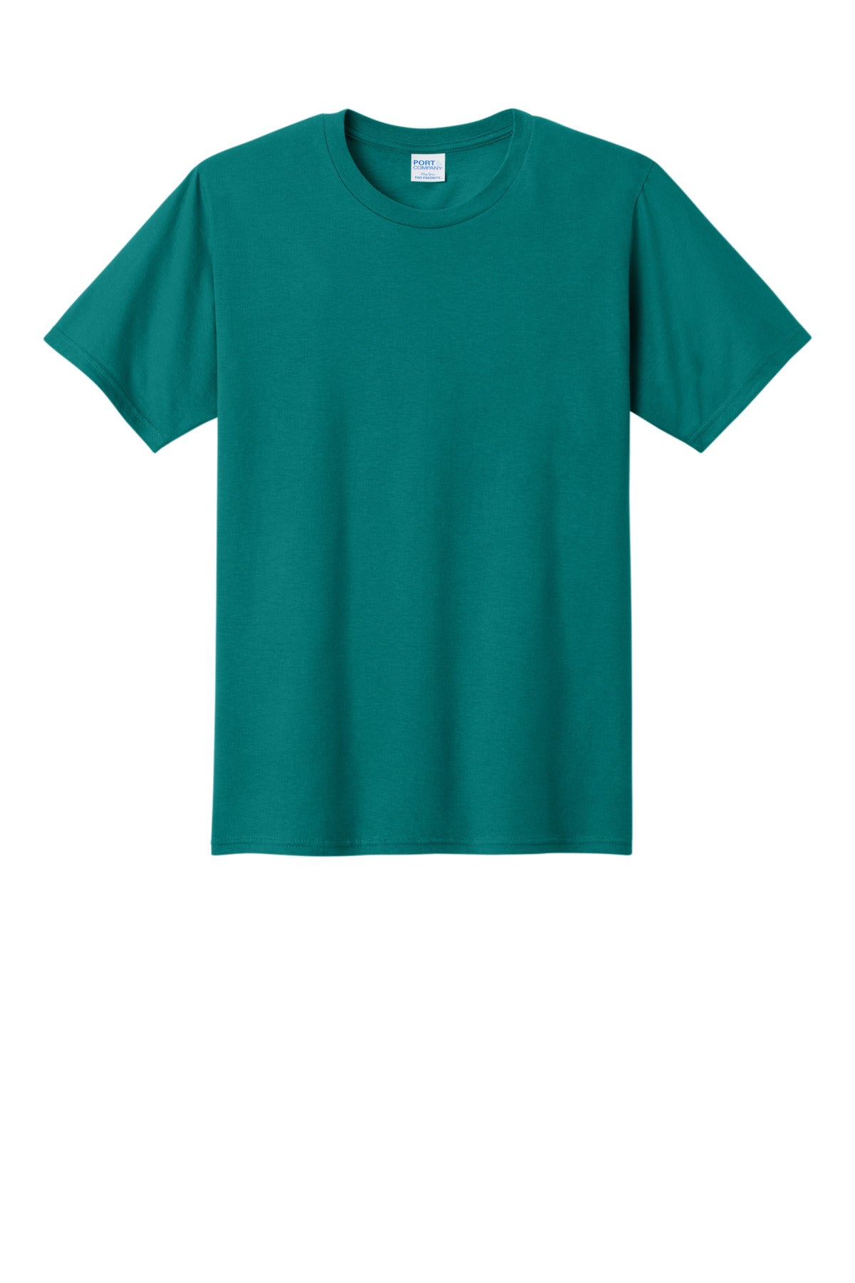 Front View of Team Teal Port & Co Fan Favorite Tee. PC450 plain