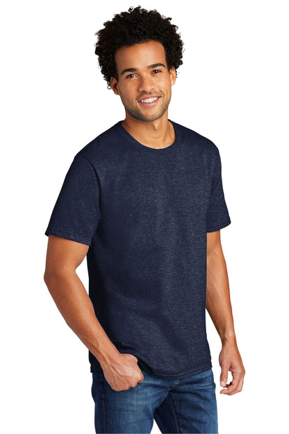 Front View of TeamNavyHt Port & Co Tri-Blend Tee. PC330 plain