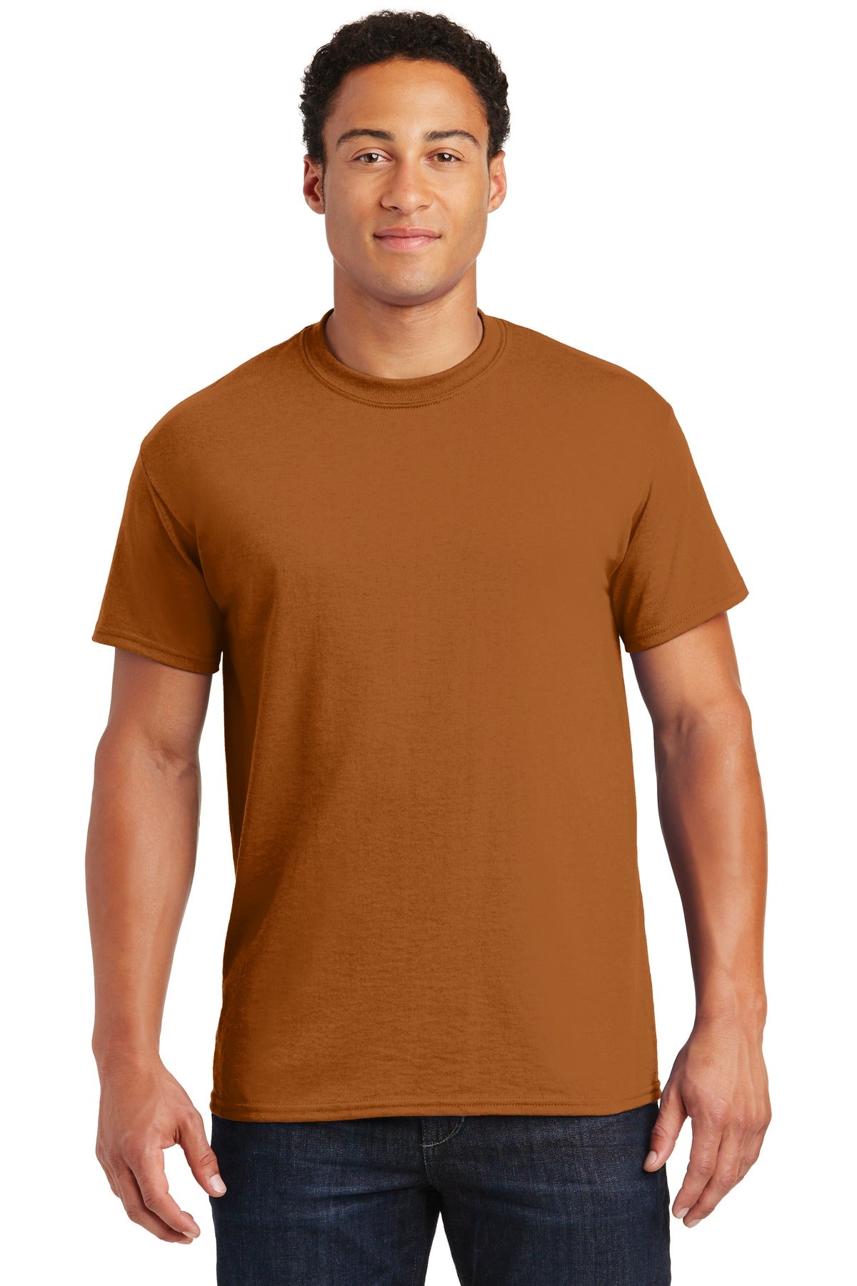 Front View of Texas Orange Gildan DryBlend 50 Cotton/50 Poly T-Shirt. 8000 plain