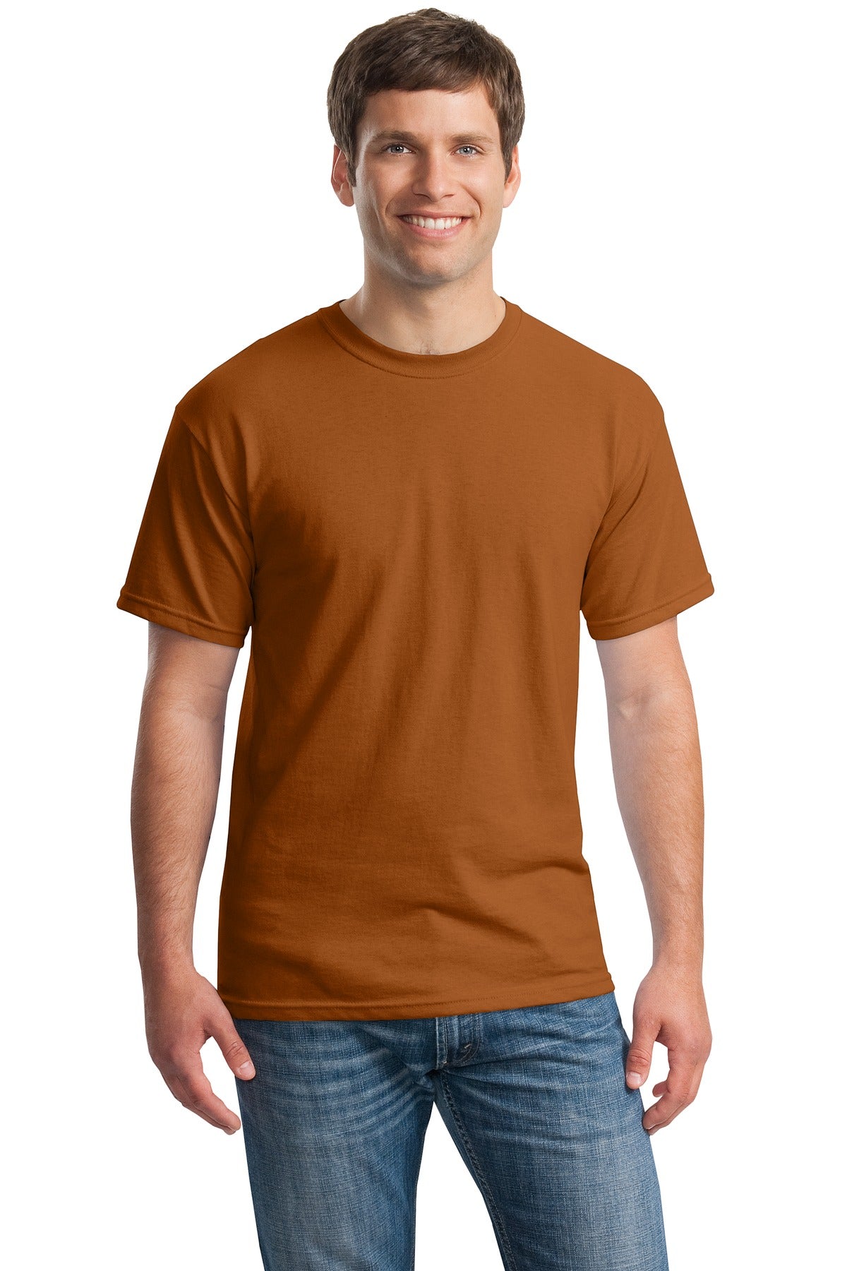 Front View of Texas Orange Gildan - Heavy Cotton 100% Cotton T-Shirt. 5000 plain
