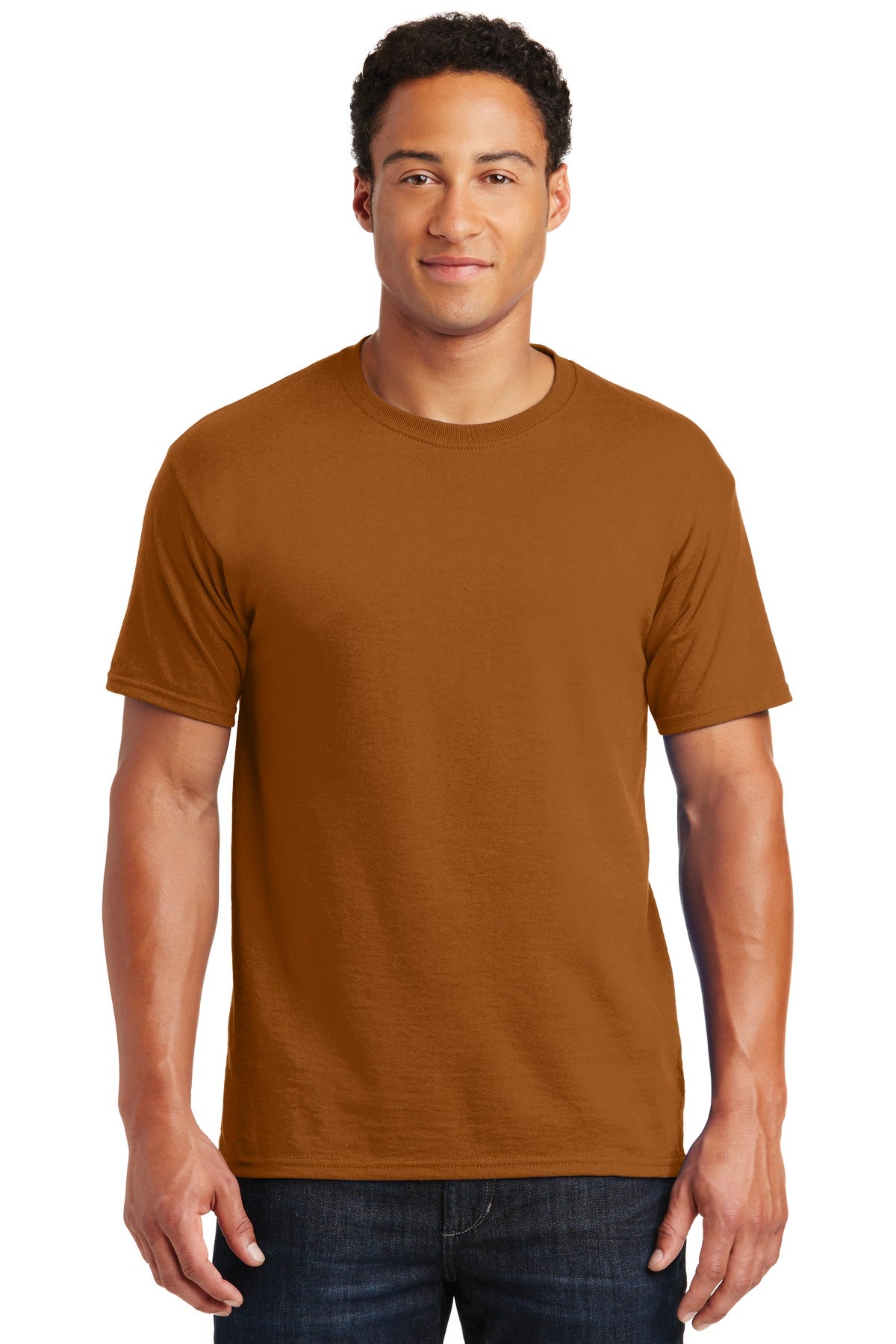 Front View of Texas Orange Jerzees - Dri-Power 50/50 Cotton/Poly T-Shirt. 29M plain