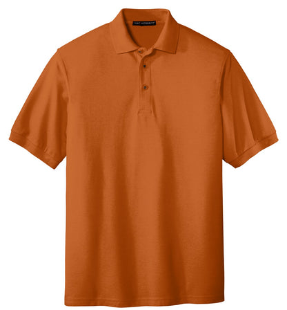 Front View of Texas Orange Port Authority Extended Size Silk Touch Polo K500ES plain