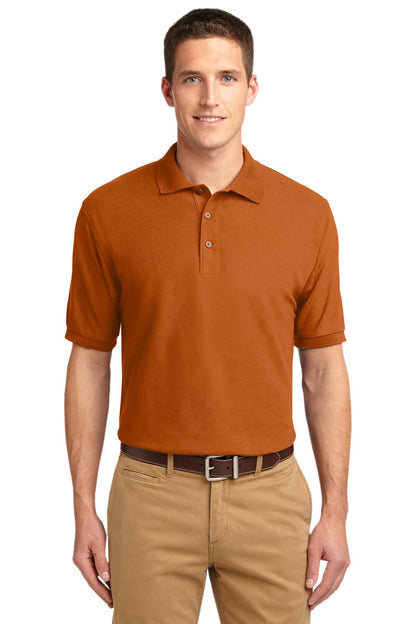 Front View of Texas Orange Port Authority Silk Touch Polo K500 plain