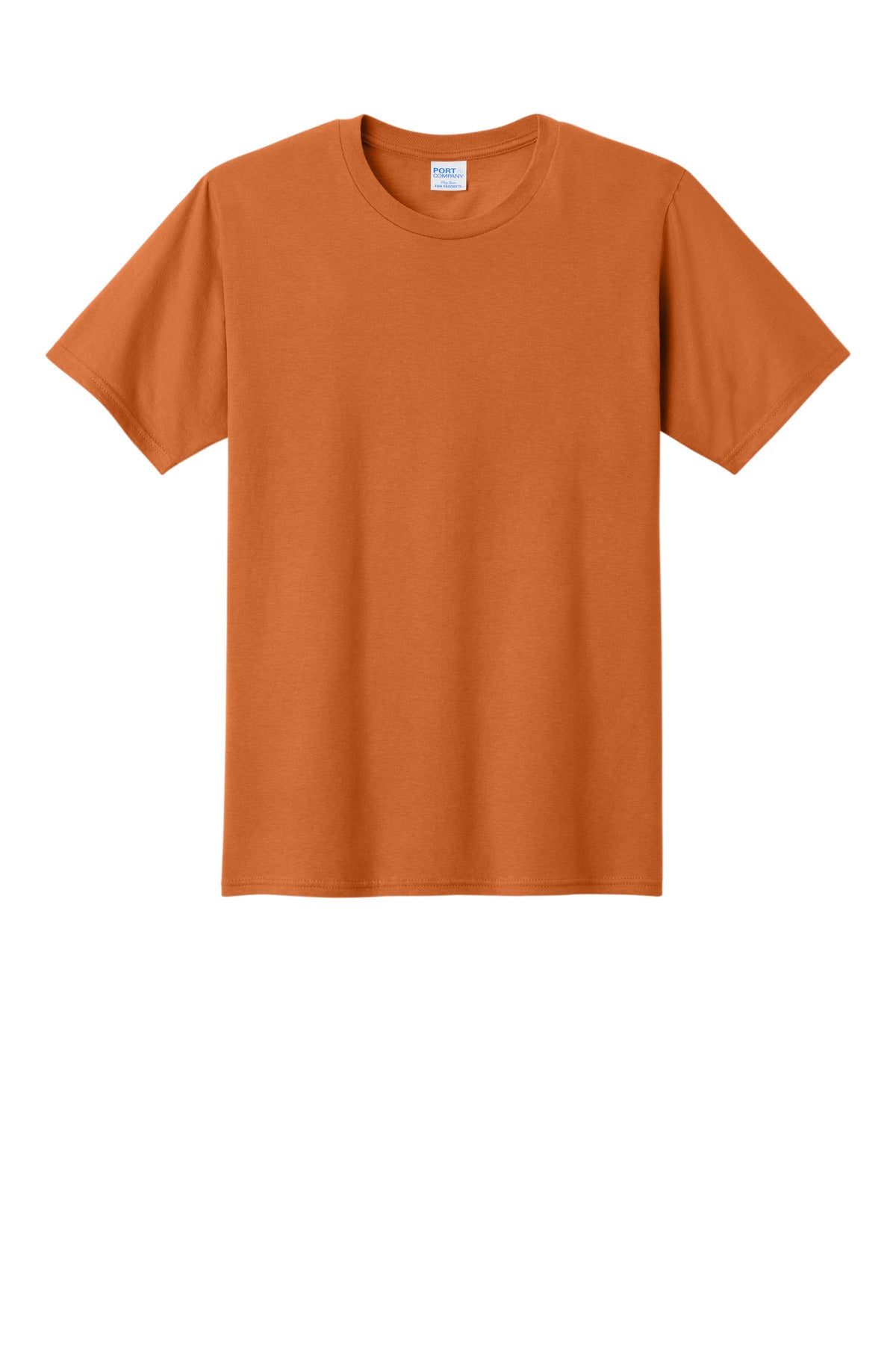Front View of Texas Orange Port & Co Fan Favorite Tee. PC450 plain