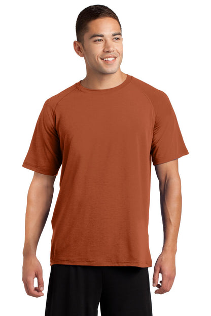 Front View of Texas Orange Sport-Tek Ultimate Performance Crew. ST700 plain
