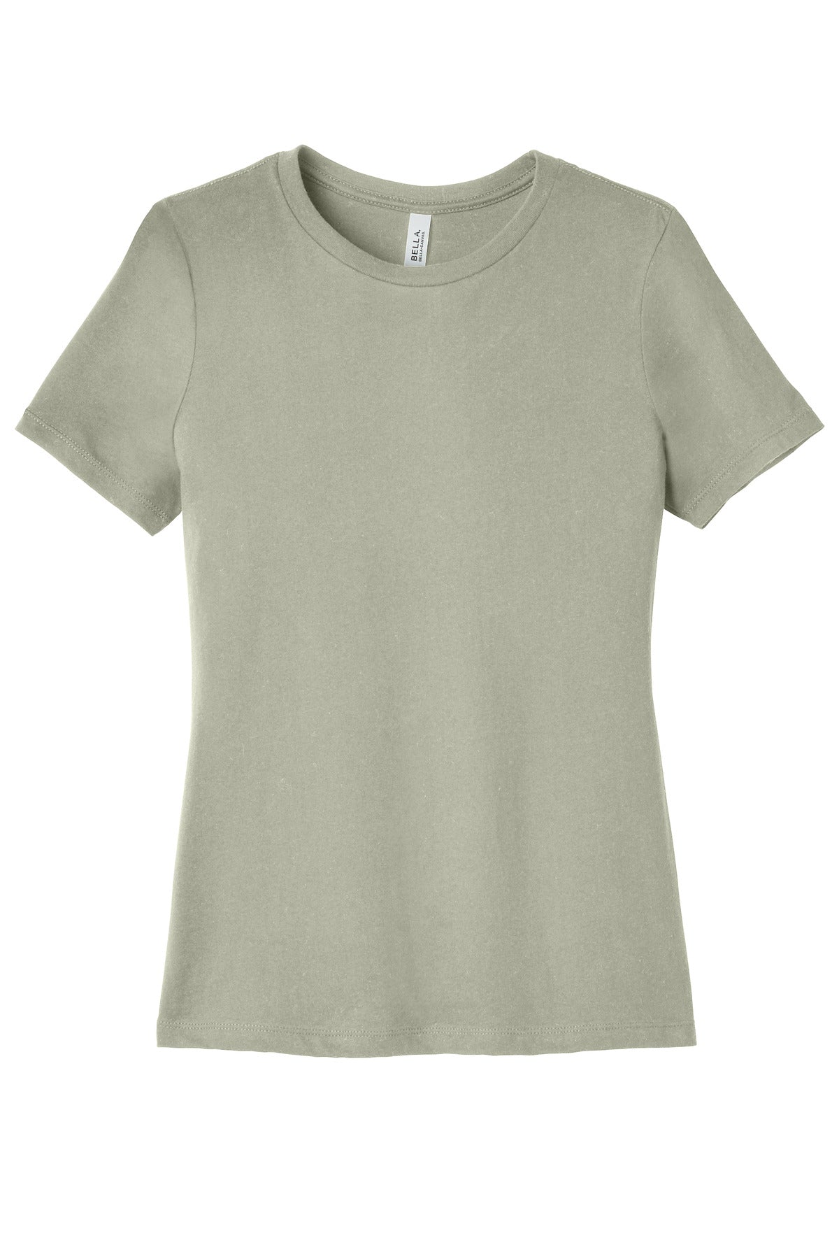 Front View of Thyme BELLA+CANVAS Women's Relaxed Jersey Short Sleeve Tee. BC6400 plain