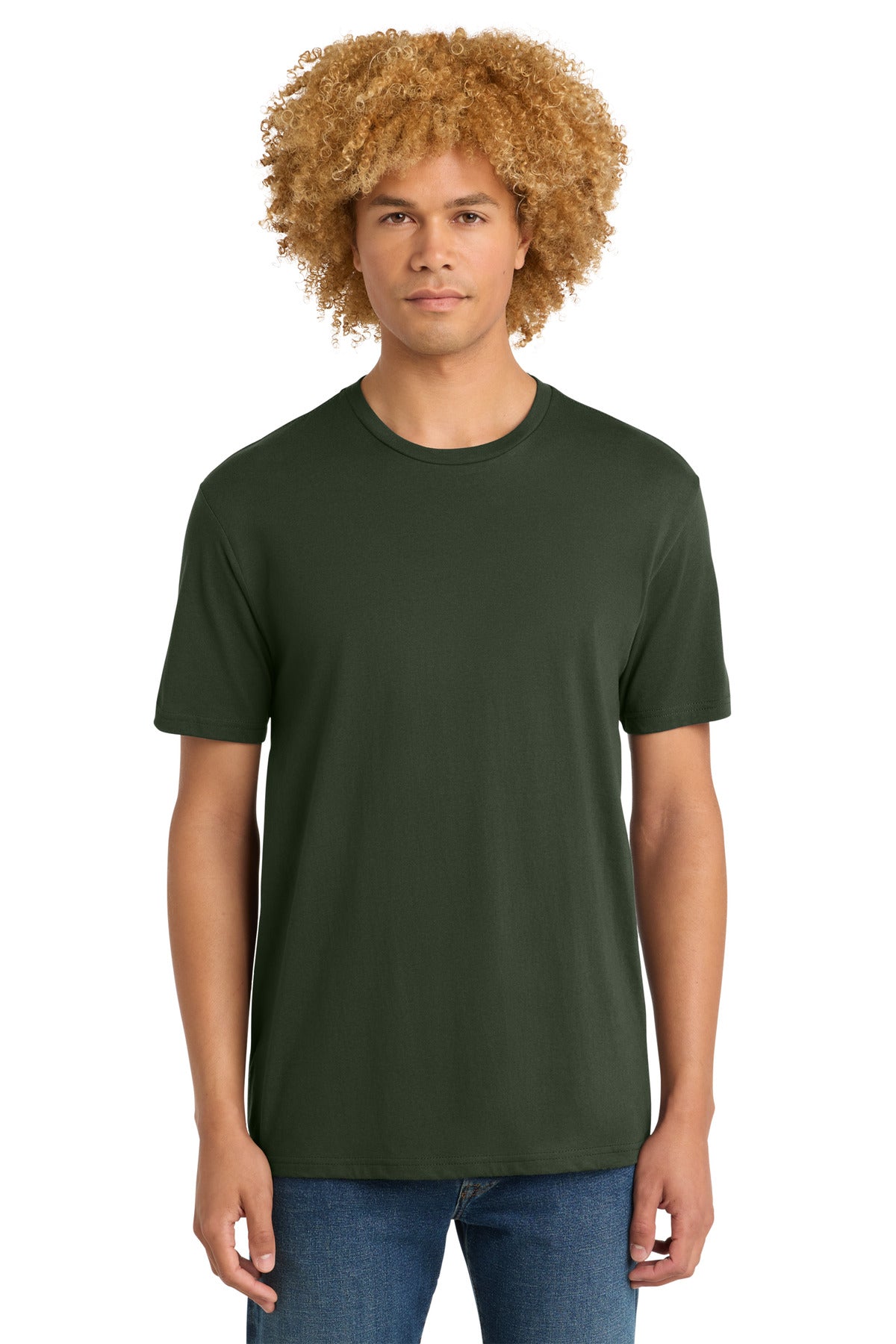 Front View of Thyme Green District Perfect Weight Tee. DT104 plain