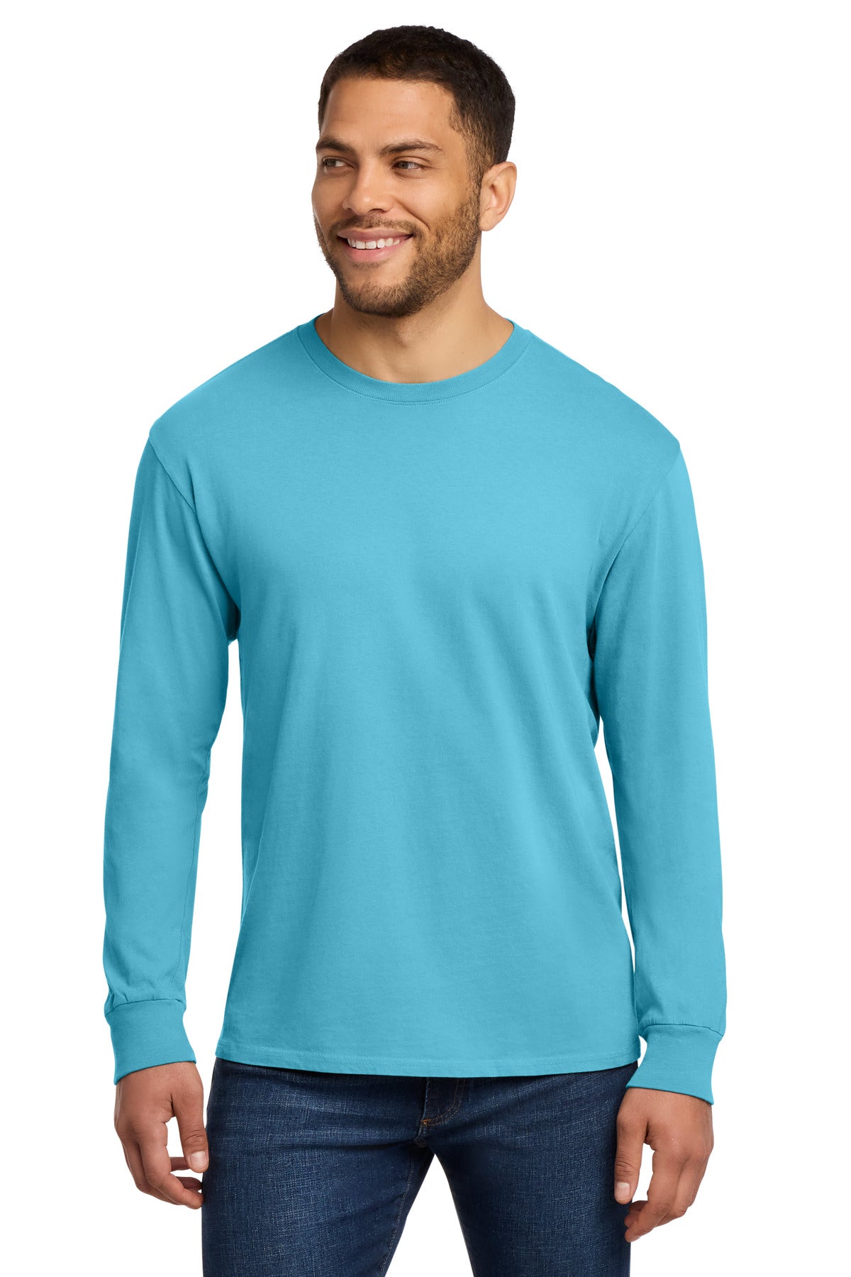 Front View of Tidal Wave Port & Co Beach Wash Garment-Dyed Long Sleeve Tee PC099LS plain