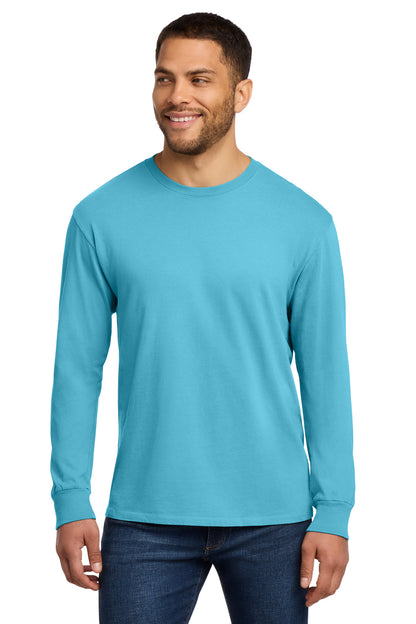 Front View of Tidal Wave Port & Co Beach Wash Garment-Dyed Long Sleeve Tee PC099LS plain