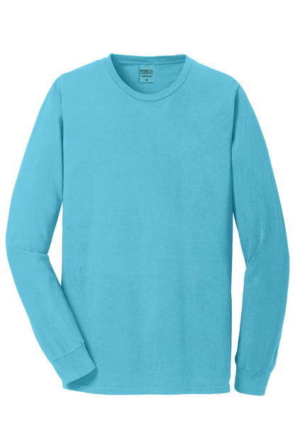 Front View of Tidal Wave Port & Co Beach Wash Garment-Dyed Long Sleeve Tee PC099LS plain