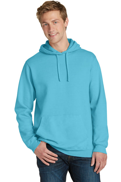 Front View of Tidal Wave Port & Co Beach Wash Garment-Dyed Pullover Hooded Sweatshirt. PC098H plain