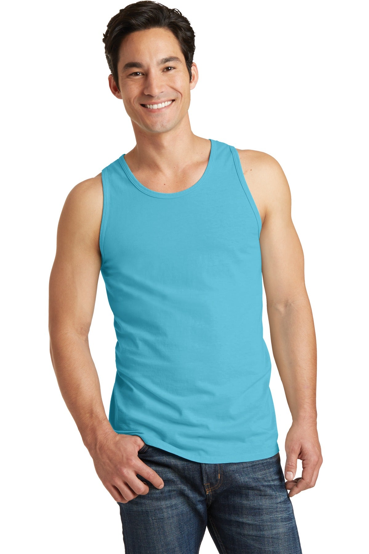 Front View of Tidal Wave Port & Co Beach Wash Garment-Dyed Tank. PC099TT plain