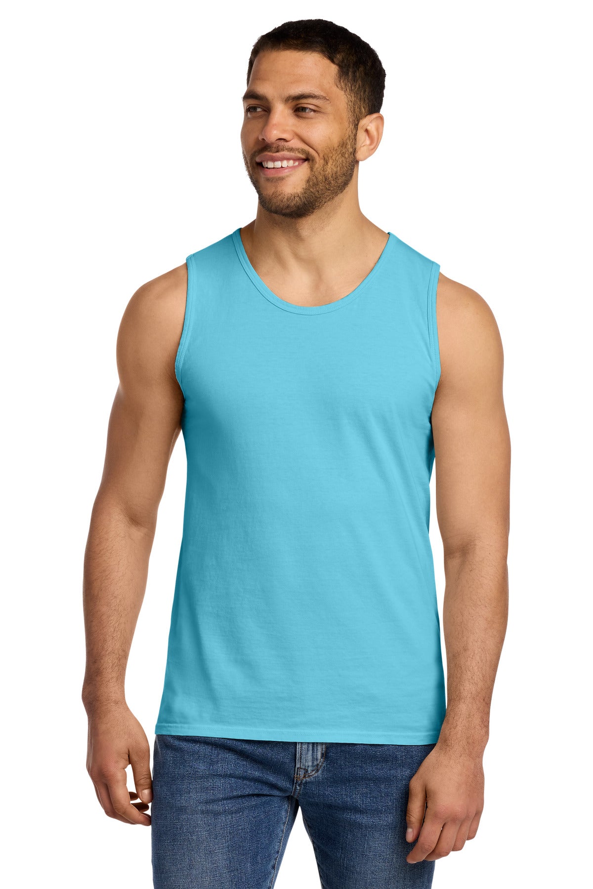 Front View of Tidal Wave Port & Co Beach Wash Garment-Dyed Tank. PC099TT plain
