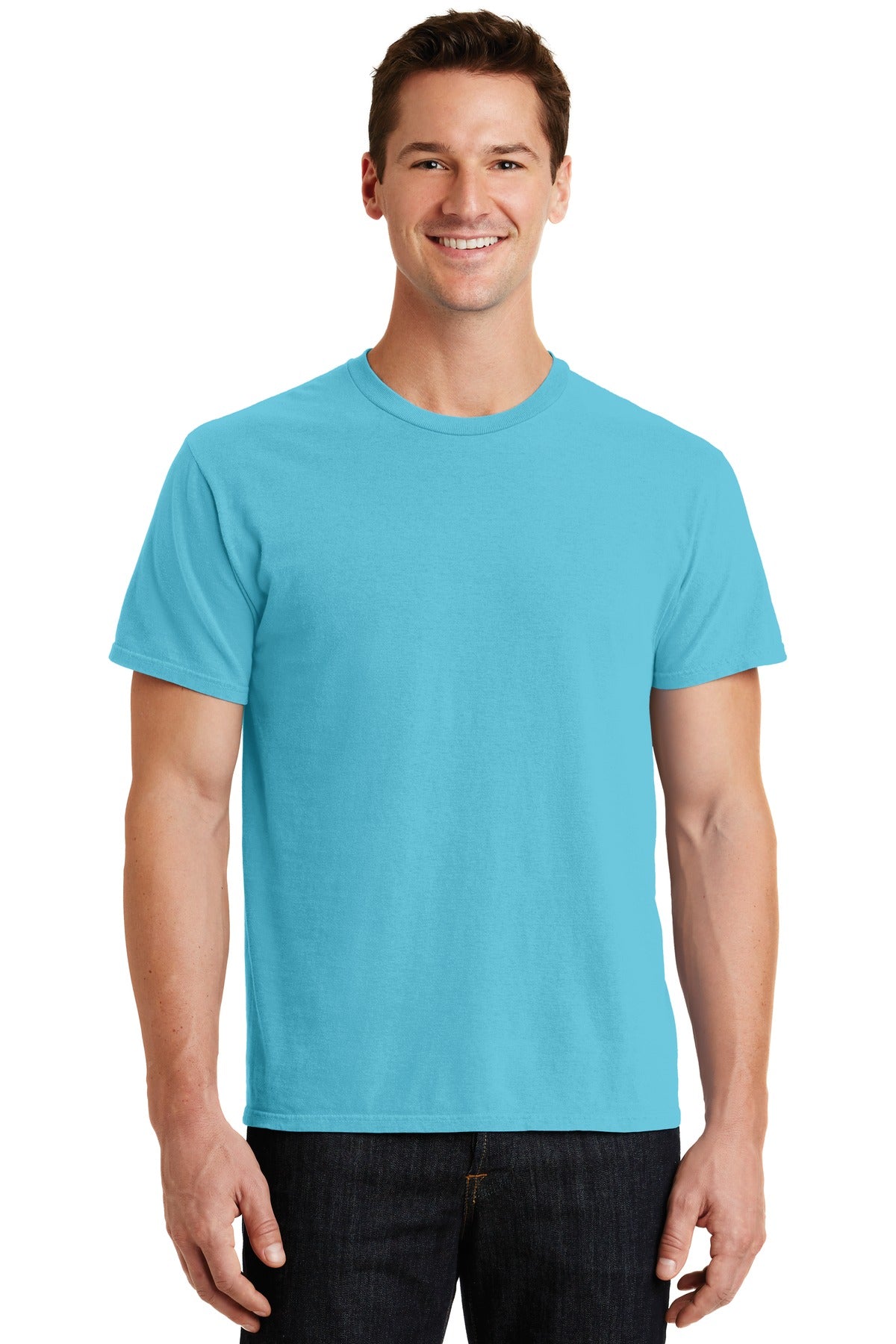 Front View of Tidal Wave Port & Co Beach Wash Garment-Dyed Tee. PC099 plain