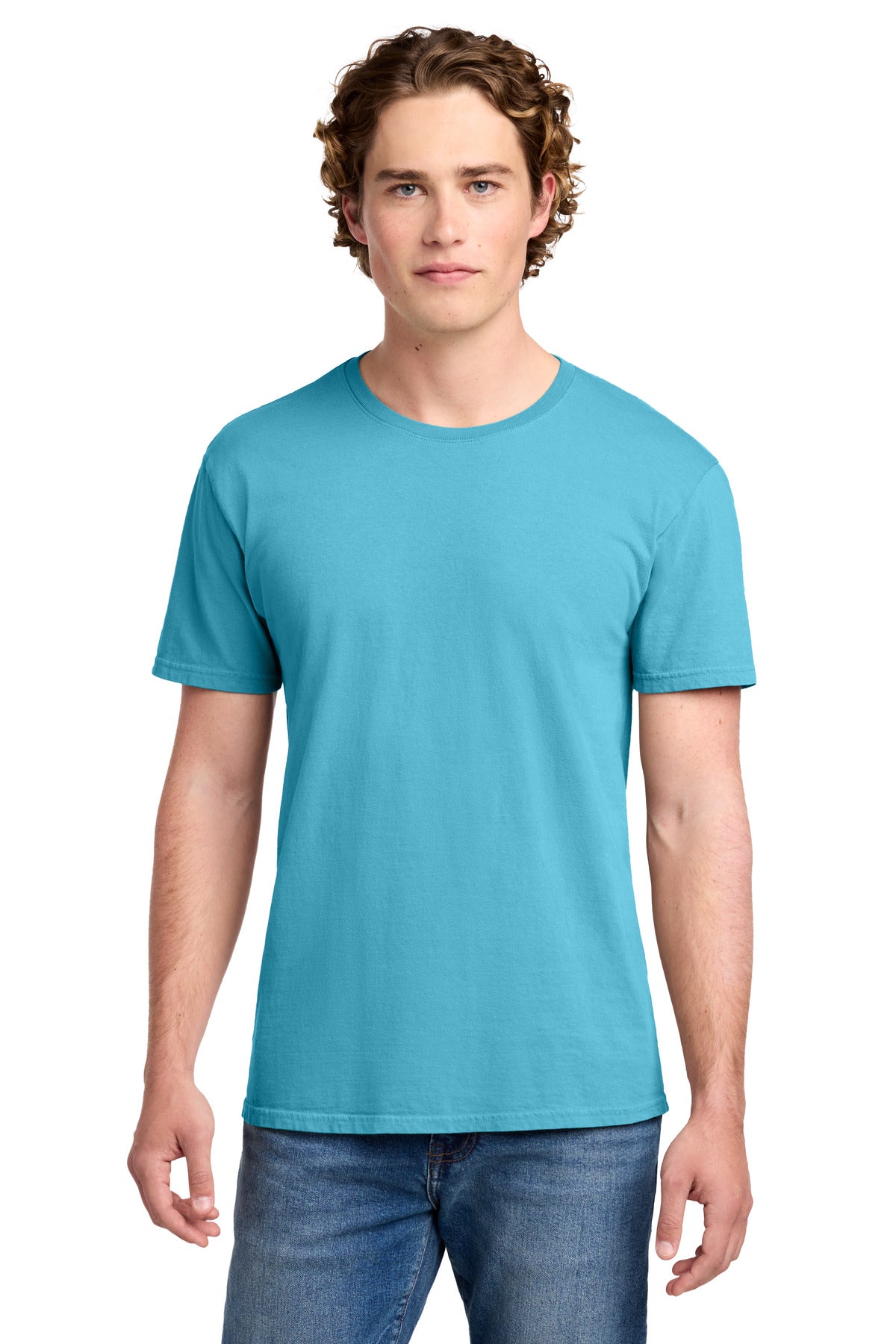 Front View of Tidal Wave Port & Co Beach Wash Garment-Dyed Tee. PC099 plain