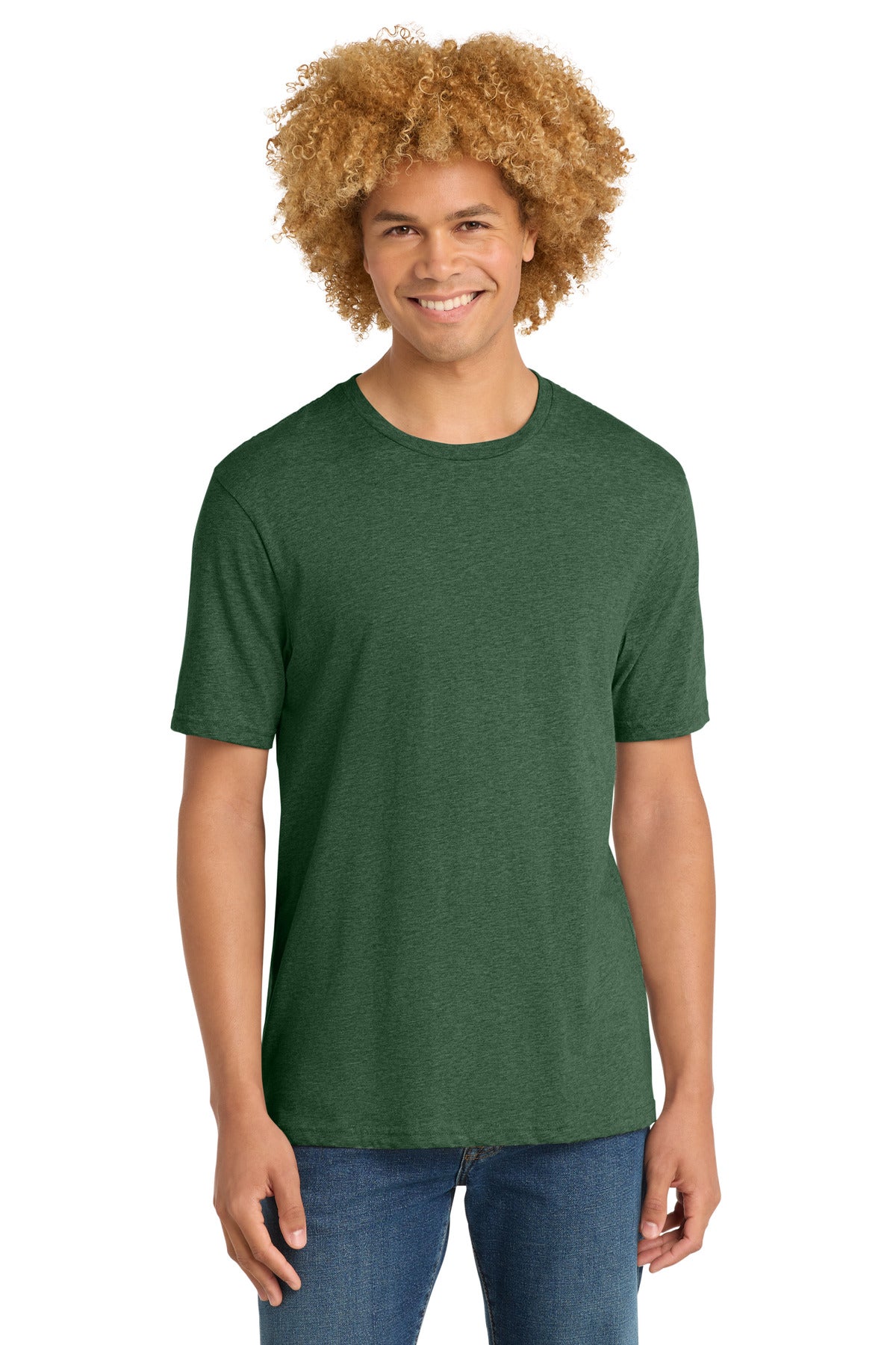 Front View of TmbrGrnHtr District Perfect Weight Tee. DT104 plain