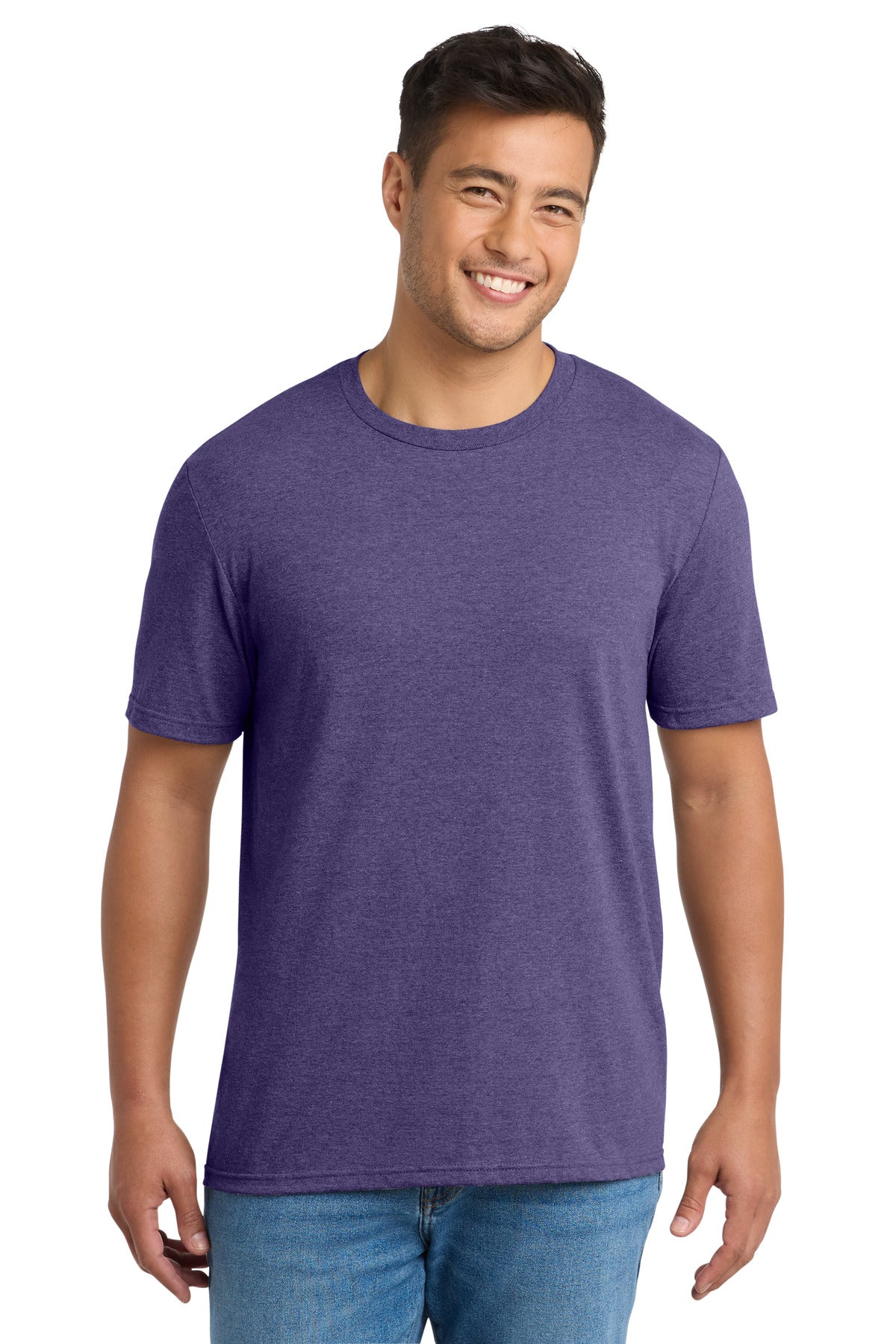 Front View of TmPrpHthr Port & Co Tri-Blend Tee. PC330 plain