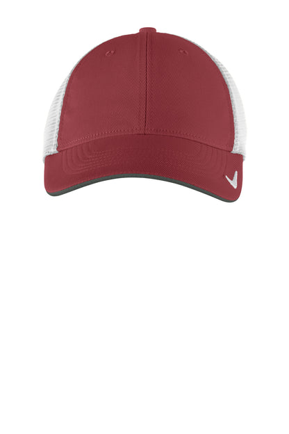 Front View of TmRd/White Nike Stretch-to-Fit Mesh Back Cap NKFB6448 plain