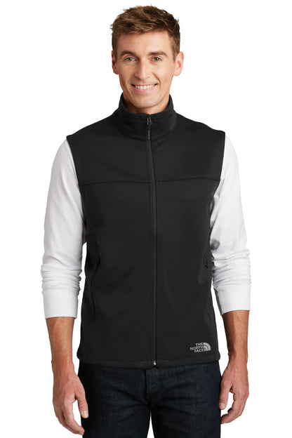 Front View of TNF Black The North Face Ridgewall Soft Shell Vest. NF0A3LGZ plain