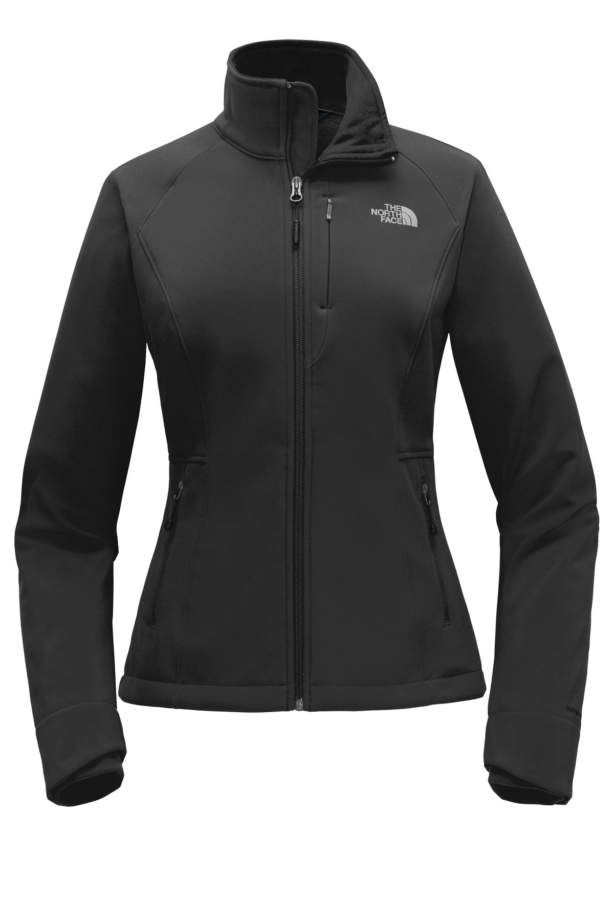 Front View of TNF Black The North Face Women's Apex Barrier Soft Shell Jacket. NF0A3LGU plain