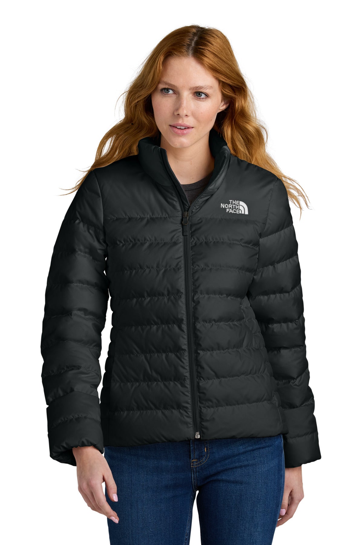 Front View of TNFBlack The North Face Women's Down Hybrid Jacket NF0A7V4G plain